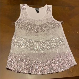 White lace/sequin tank top